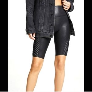 Spanx Faux Leather Moto Bike Shorts Size XS
